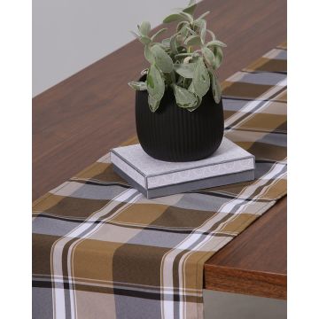 Τραβέρσα Soho Two με καρώ καφέ σχέδιο Τραβέρσα (40x180cm) Καφέ - 