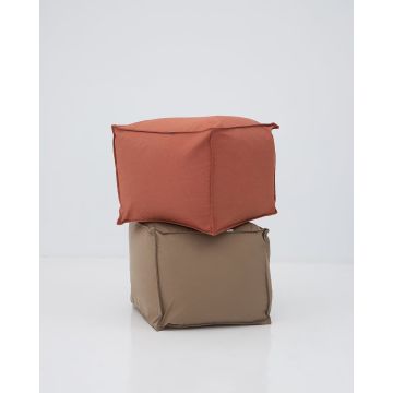 Μονόχρωμο Αδιάβροχο Πουφ Σχέδιο Ψάθα Oia 50x50x60cm Rust - 