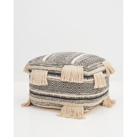 Βαμβακερό Πλεκτό Χειροποίητο Μακραμέ Πούφ Anaei 60x60x35cm 60x60cm
