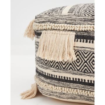 Βαμβακερό Πλεκτό Χειροποίητο Μακραμέ Πούφ Anaei 60x60x35cm 60x60cm - 