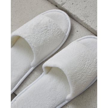 Ανοιχτές Βελουτέ Παντόφλες με Σκληρό Αντιολισθητικό Πάτο σε Πουγκί Zane2 One Size Άσπρο - 