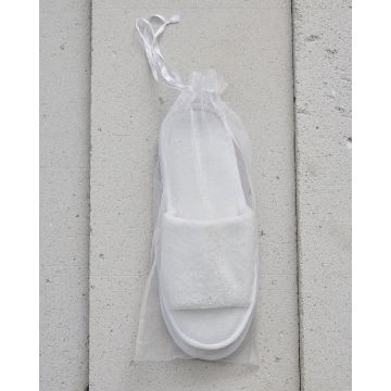 Ανοιχτές Βελουτέ Παντόφλες με Σκληρό Αντιολισθητικό Πάτο σε Πουγκί Zane2 One Size Άσπρο - 