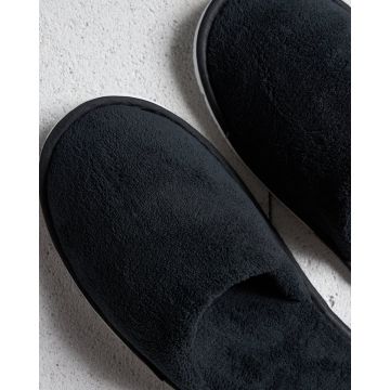 Βελουτέ Κλειστές Μαύρες Παντόφλες Black Magic One Size Μαύρο - 