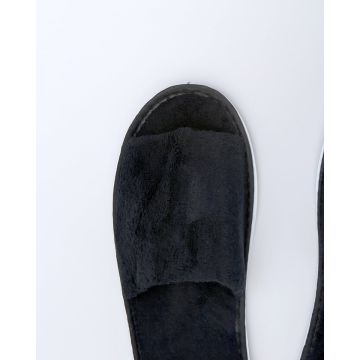 Βελουτέ Ανοιχτές Μπροστά Μαύρες Παντόφλες Black Magic One Size Μαύρο - 