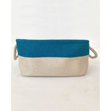 Boho Οικολογικό Λευκό Καλάθι με Μπλε Φάσα Dante 3 Μεγέθη Άσπρο - 