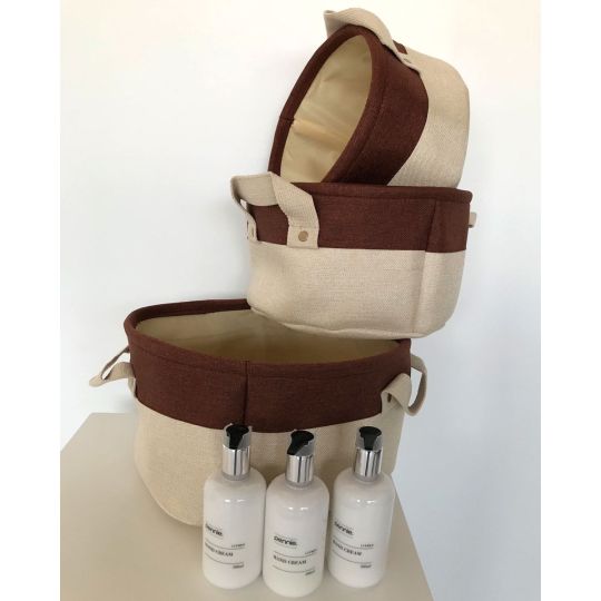 Boho Οικολογικό Λευκό Καλάθι με Σοκολά Φάσα Flynn 3 Μεγέθη Άσπρο