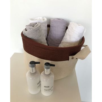 Boho Οικολογικό Λευκό Καλάθι με Σοκολά Φάσα Flynn 3 Μεγέθη Άσπρο - 