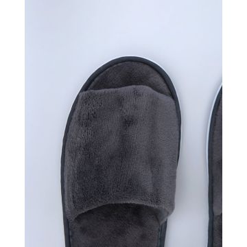 Βελουτέ Ανοιχτές Μπροστά Γκρι Παντόφλες Anthracite One Size Γκρι - 