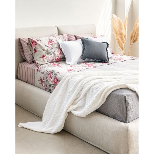 Βαμβακερό Φλοράλ Σεντόνι με Λάστιχο Camellia σε 2 Αποχρώσεις