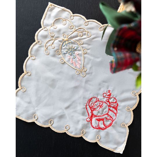 Πετσετάκι Κέντημα Άνθη Arabesque Santa Claus 30x30cm Μπεζ