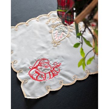 Πετσετάκι Κέντημα Άνθη Arabesque Santa Claus 30x30cm Μπεζ - 