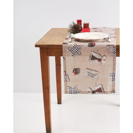 Τραβέρσα Λονέτα Christmas Ornaments 40x170cm Τραβέρσα (45x175cm) Μπεζ