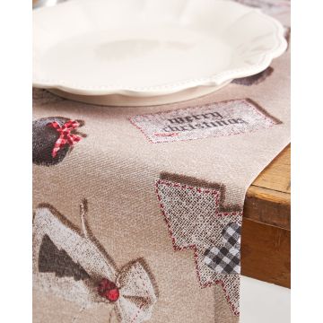 Τραβέρσα Λονέτα Christmas Ornaments 40x170cm Τραβέρσα (45x175cm) Μπεζ - 