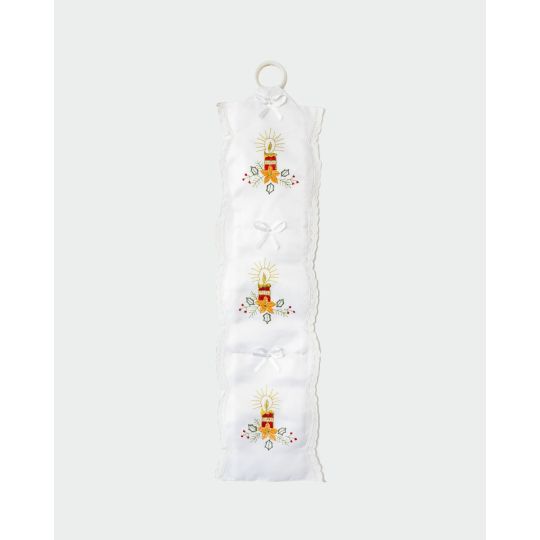 Χριστουγεννιάτικη Υφασμάτινη Θήκη Ρολού Υγείας 3 Τεμ Εκρού