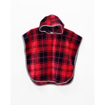 Βαμβακερό Βελουτέ Ζακάρ Παιδικό Πόντσο Πισίνας Καρώ Hicky  One Size (45x50cm)