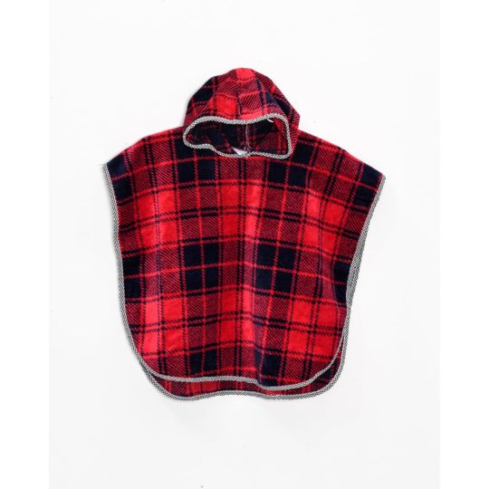 Βαμβακερό Βελουτέ Ζακάρ Παιδικό Πόντσο Πισίνας Καρώ Hicky  One Size (45x50cm)