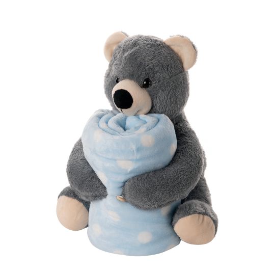 Silk Fashion ΒΕΒΕ FLANNEL ΚΟΥΒΕΡΤΑΚΙ (80cm x 120cm) γκρί αρκουδάκι σιέλ