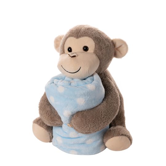 Silk Fashion ΒΕΒΕ FLANNEL ΚΟΥΒΕΡΤΑΚΙ (80cm x 120cm) μπέζ μαιμουδάκι σιέλ