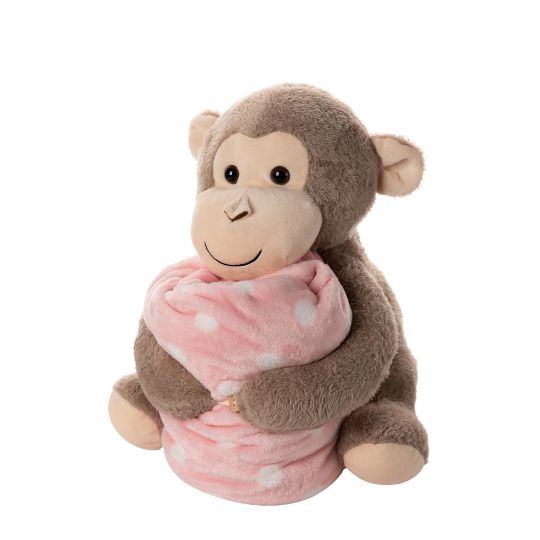 Silk Fashion ΒΕΒΕ FLANNEL ΚΟΥΒΕΡΤΑΚΙ (80cm x 120cm) μπέζ μαιμουδάκι ρόζ