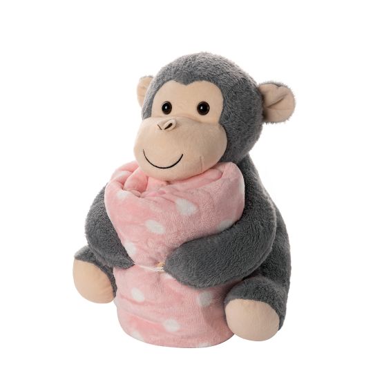 Silk Fashion ΒΕΒΕ FLANNEL ΚΟΥΒΕΡΤΑΚΙ (80cm x 120cm) γκρί μαιμουδάκι ρόζ