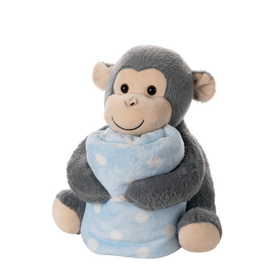 Silk Fashion ΒΕΒΕ FLANNEL ΚΟΥΒΕΡΤΑΚΙ (80cm x 120cm) γκρί μαιμουδάκι σιέλ