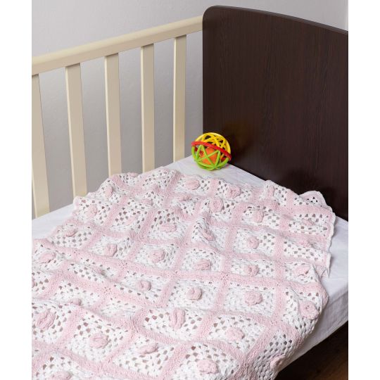 Silk Fashion bebe κουβερτάκι (75cm x 100cm ) πλεκτό ροζ/λευκό