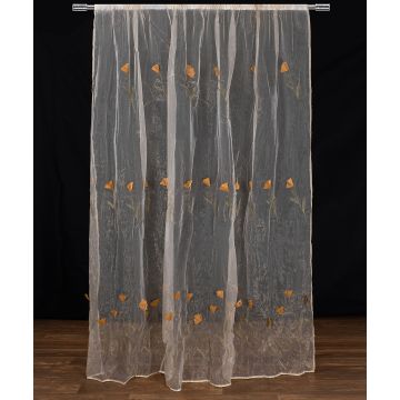Κουρτίνα ανάγλυφο κίτρινο λουλούδι (280cm x 300cm) με τρέσα