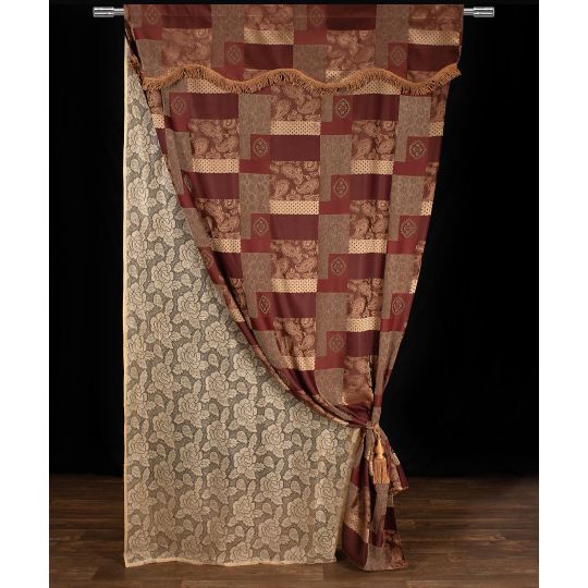 Κουρτίνα eleni (150cm x 280cm) με τούνελ Μπορντώ