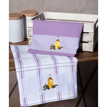 Σετ 2 τεμαχίων ποτηρόπανα (50cm x 70cm) μπουκάλι λιλά