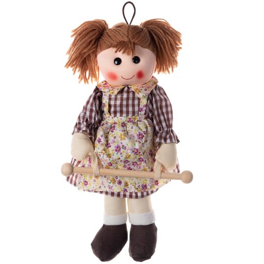 Silk Fashion Κούκλα Bambola κρεμαστράκι (35cm x 15cm) καφέ