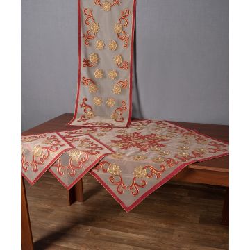 Σετ 4 τεμαχίων (85cm x 85cm, 40cm x 110cm, 2x40cm x 40cm) 60124 μπορντώ