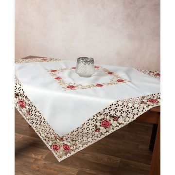 Σατέν κοφτό τραπεζοκαρέ (135cm x 135cm) 081 κόκκινο