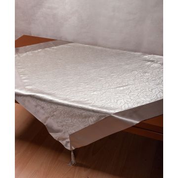 Σατέν τραπεζοκαρέ 2009 λουλούδι (130cm x 130cm) γκρί