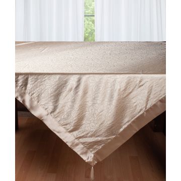 Σατέν τραπεζομάντηλο 2009 λουλούδι (130cm x 160cm) μπέζ