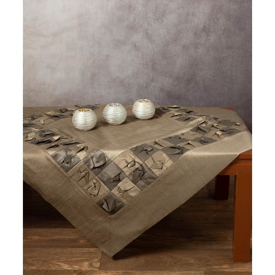 Silk Fashion καρέ (85cm X 85cm) 3918 λαδί δίχρωμο