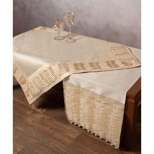 Silk Fashion καρέ (85cm X 85cm) 3819 πλισέ ecru