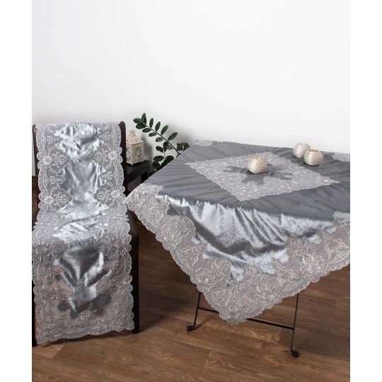 Τραβέρσα  (40cm X 170cm) YL169-14B VELVET ΓΚΡΙ