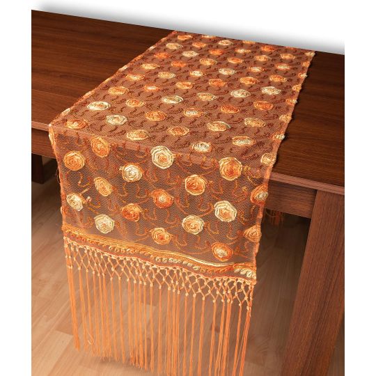 Τούλινη καρέ τραβέρσα 264-17 (50cm x 200cm) πορτοκαλί