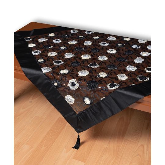 Τούλινο τραπεζοκαρέ 264-17 (130cm x 130cm) μαύρο