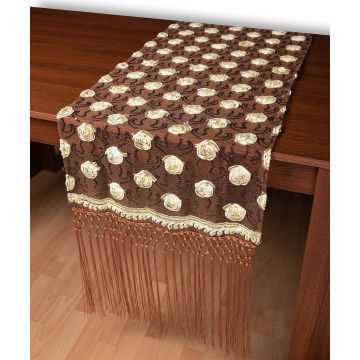 Τούλινη καρέ τραβέρσα 264-17 (50cm x 200cm) καφέ