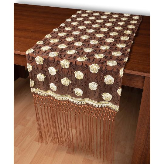 Τούλινη καρέ τραβέρσα 264-17 (50cm x 200cm) καφέ