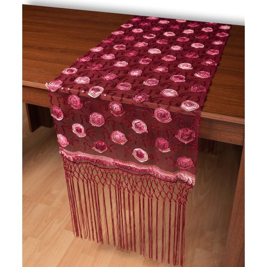 Τούλινη καρέ τραβέρσα 264-17 (50cm x 200cm) μπορντώ