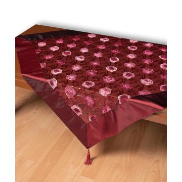 Τούλινο τραπεζοκαρέ 264-17 (130cm x 130cm) μπορντώ