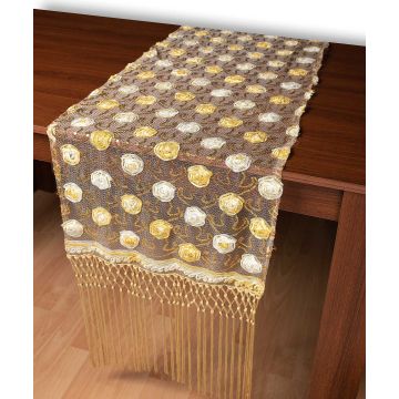 Τούλινη καρέ τραβέρσα 264-17 (50cm x 200cm) χρυσό