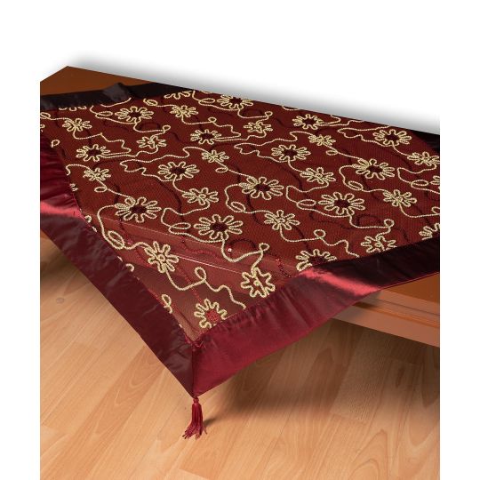 Τούλινο τραπεζοκαρέ 7180 (130cm x 130cm) μπορντώ