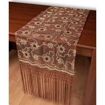 Τούλινη καρέ τραβέρσα 7180 (50cm x 200cm) καφέ