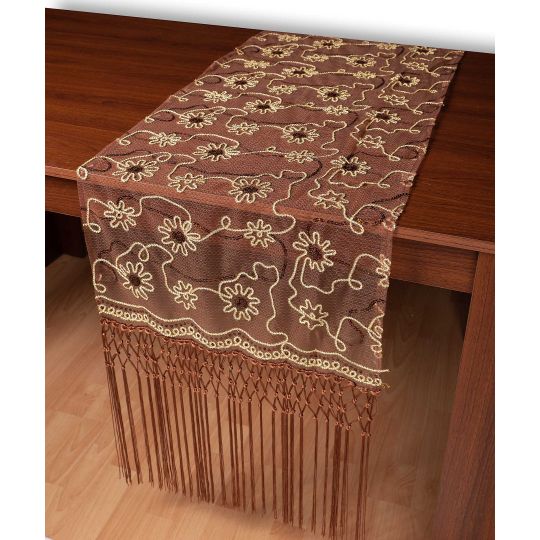 Τούλινη καρέ τραβέρσα 7180 (50cm x 200cm) καφέ