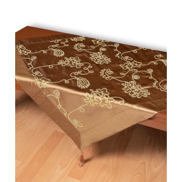 Σατέν τραπεζοκαρέ 7710 (135cm x 135cm) λαδί