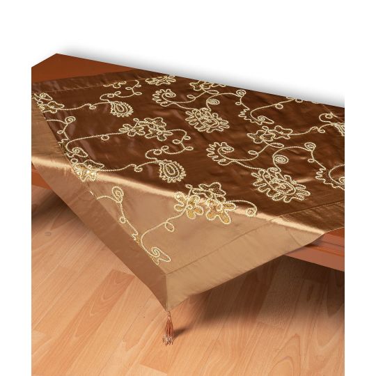 Σατέν τραπεζοκαρέ 7710 (135cm x 135cm) λαδί