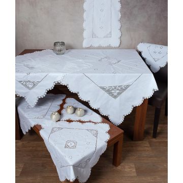 Πλεκτό με ύφασμα σετ 7 τεμαχίων 1264 (140cm x 140cm/90cm x 90cm/50cm x 150cm/60cm x 60cm x 2/40cm x 40cm x 2) λευκό